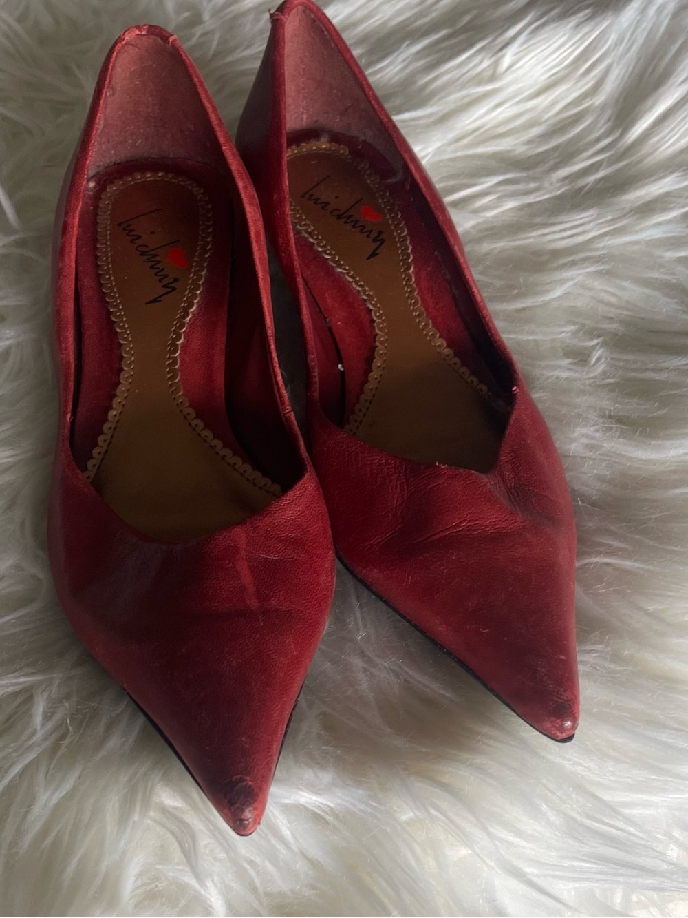 Red Womens Pointed Toe Pumps by